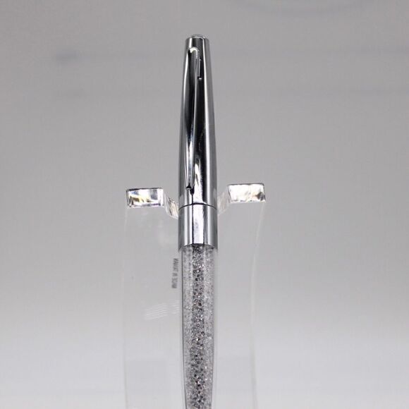 Silvertone Ballpoint Pen with Crystals - Picture 3 of 7